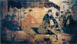 ▲ 洛陽(yáng)朱村漢墓墓室壁畫(huà)