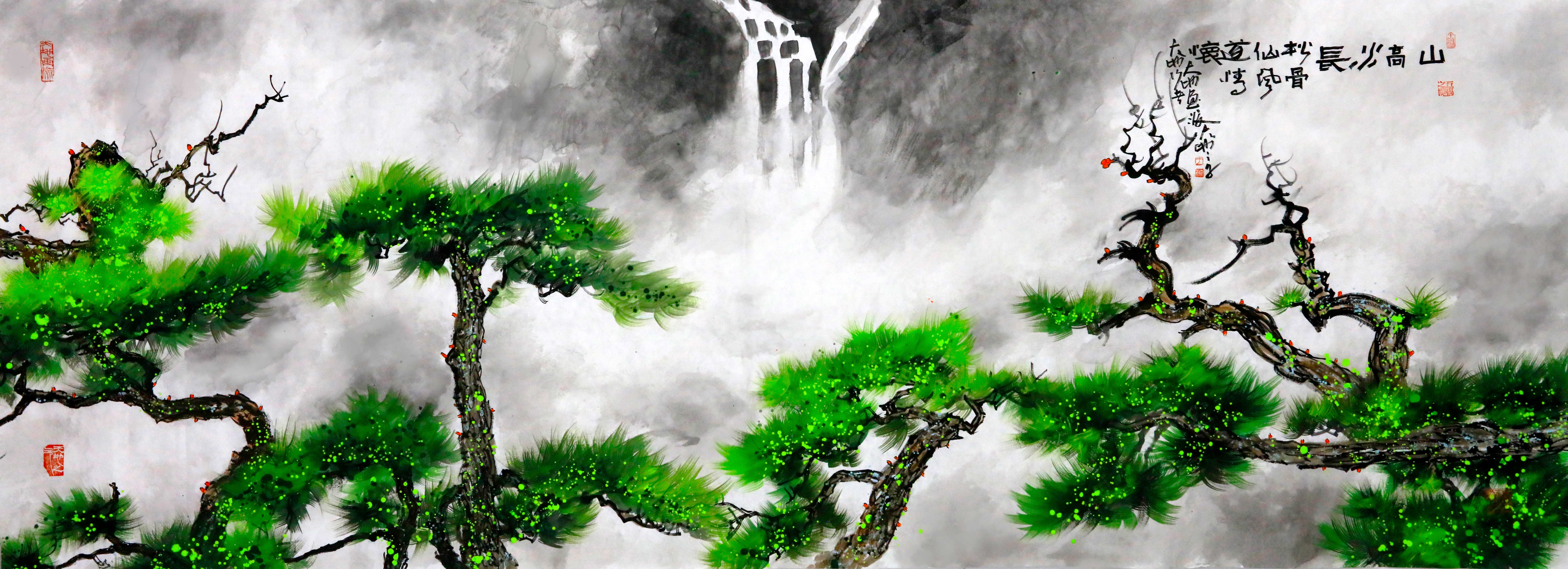《山高水長(zhǎng)》70<em></em>x200cm--水墨厚彩境畫.jpg