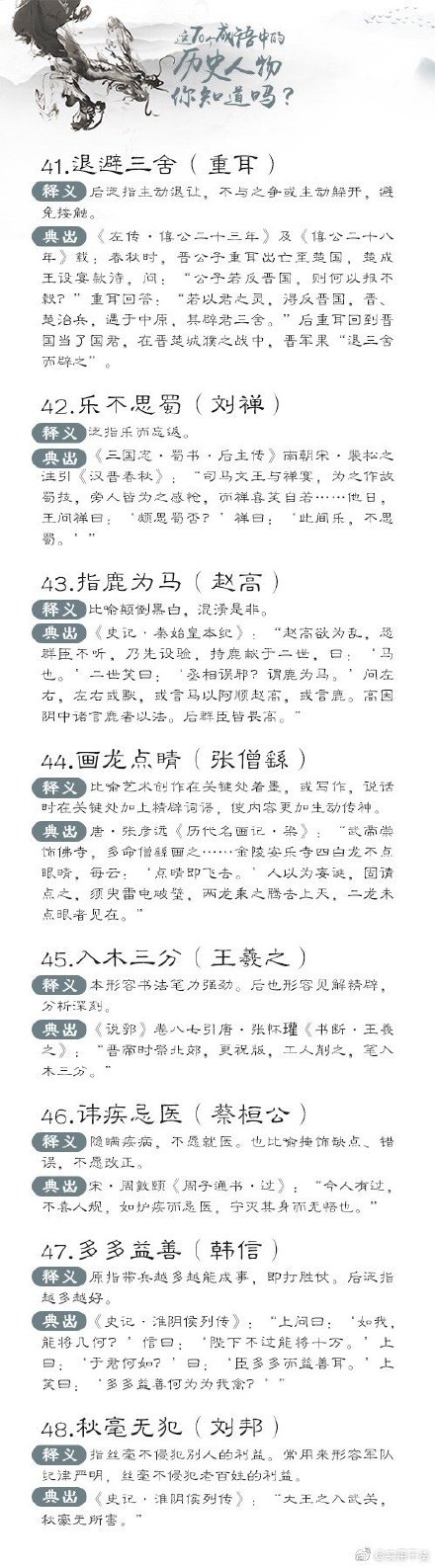 70個與歷史人物相關的成語，你了解嗎,？