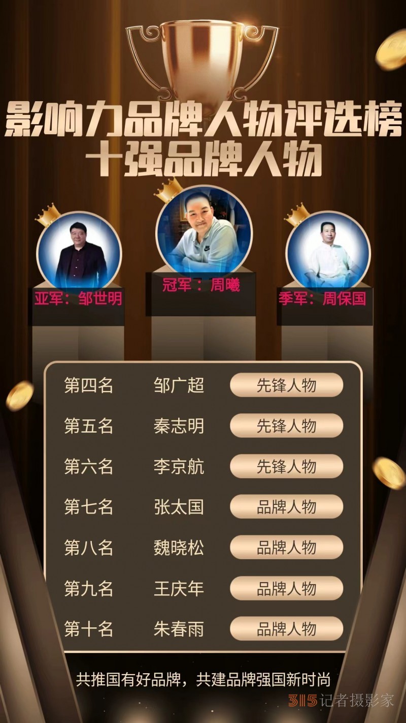 2023聚焦“誠(chéng)信品牌”影響力品牌人物全媒體推選榜“影響力品牌人物”十強(qiáng)誕生了……